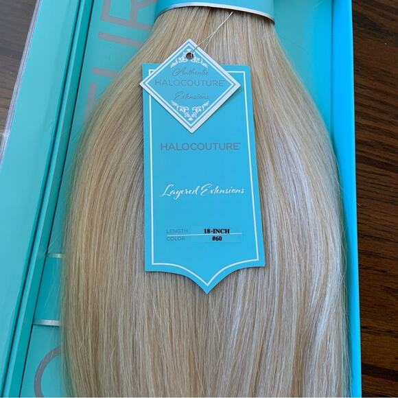 Halo Couture Halo Hair Extensions 18 inches Layered #60 Platinum Blonde Halo - Picture 4 of 16